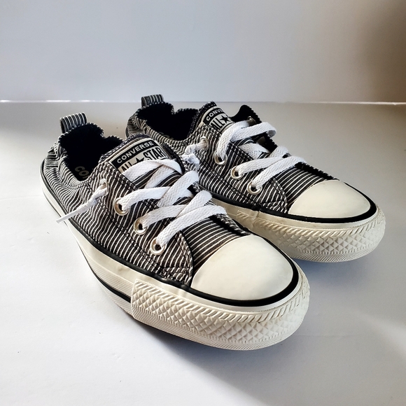 Converse Black and White Striped Sneakers Shoreline Size 7 - Picture 1 of 10